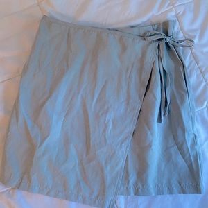 Light Blue Wrap Tie Mini Skirt